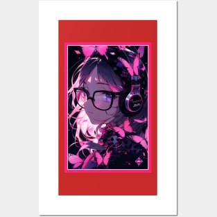 Aesthetic Anime Girl Pink Rosa Black | Quality Aesthetic Anime Design | Premium Chibi Manga Anime Art Posters and Art